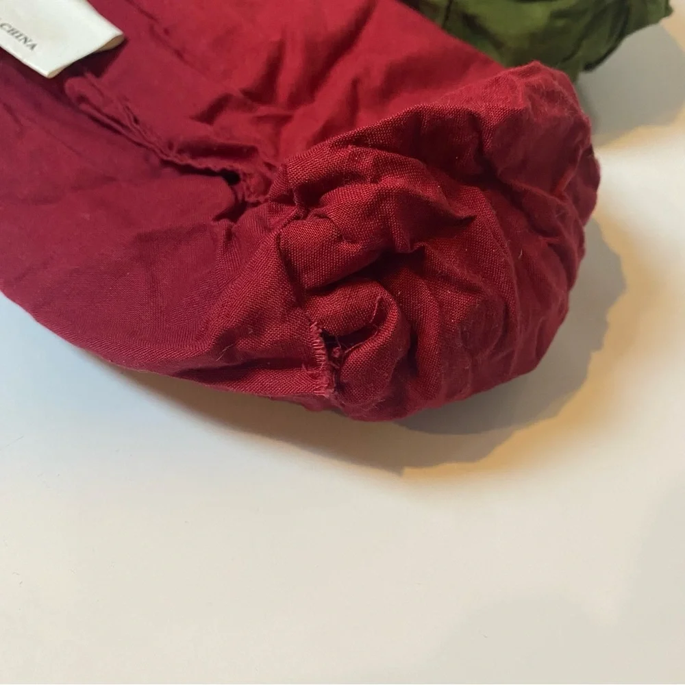 Pottery Barn Christmas Velvet Wine Bags Lot of 2 Red Green Jingle Bells Holiday